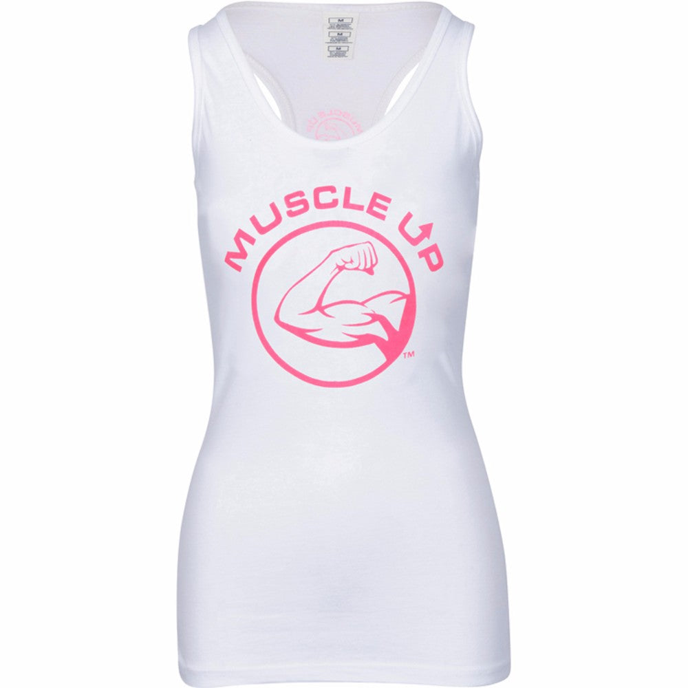Spandex Racerback Tank White & Pink