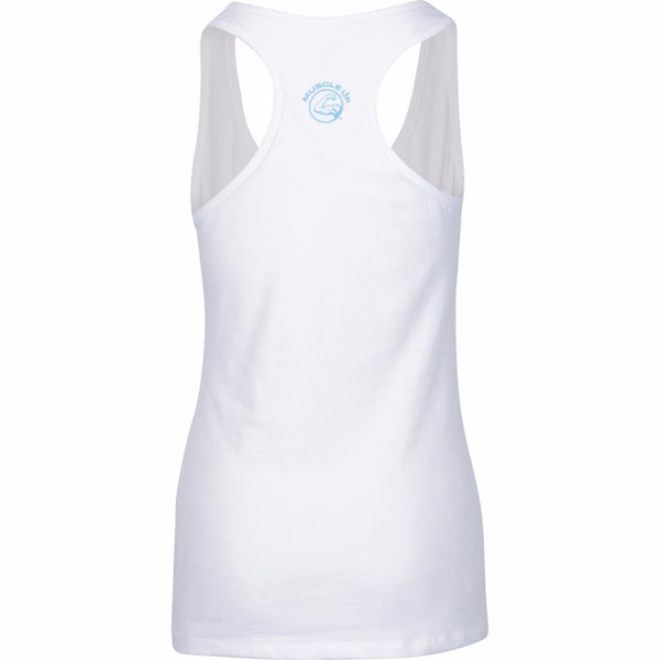 Spandex Racerback Tank White & Light Blue